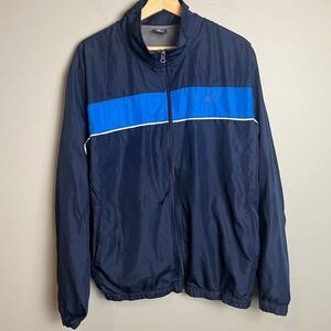 Y2K Starter Track Jacket Mens Large Navy Blue ZipUp Athletic Outerwear Retro 90s